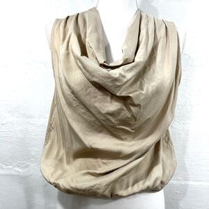 DKNY SLEEVELESS LINEN COWL NECK TOP